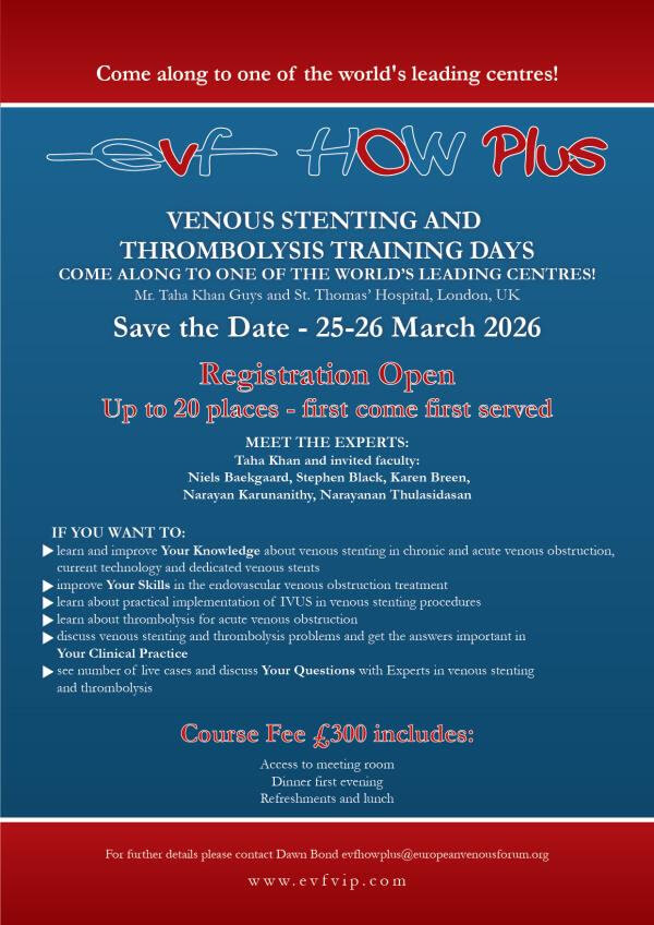 EVF HOW Plus London 2026 – Venous Stenting and Thrombolysis Training Days
